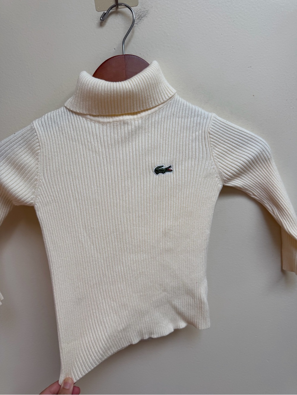 Lacoste Kids Cream Ribbed Turtleneck